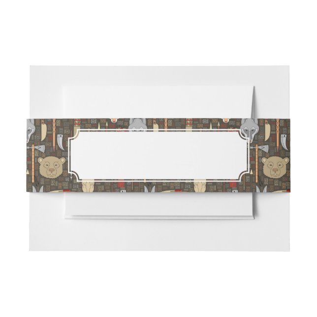 Cintas Para Invitaciones Modelo étnico de la caza (Anverso Ejemplo)