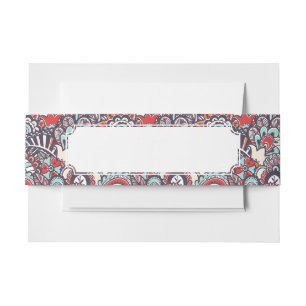 Cintas Para Invitaciones Modelo floral del Doodle de Paisley