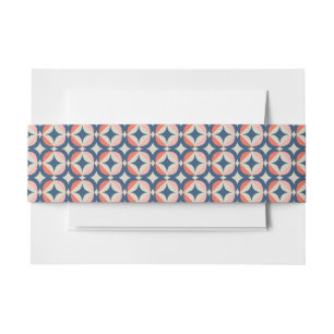 Cintas Para Invitaciones Modelo geométrico azul y coralino