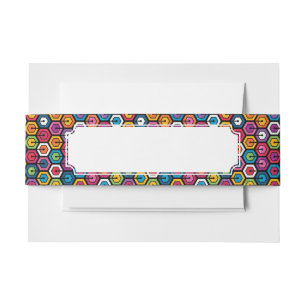 Cintas Para Invitaciones Modelo geométrico colorido con hexágonos