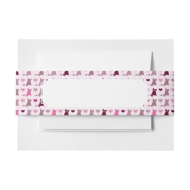 Cintas Para Invitaciones Modelo lindo de los chicas del gatito (Anverso Ejemplo)