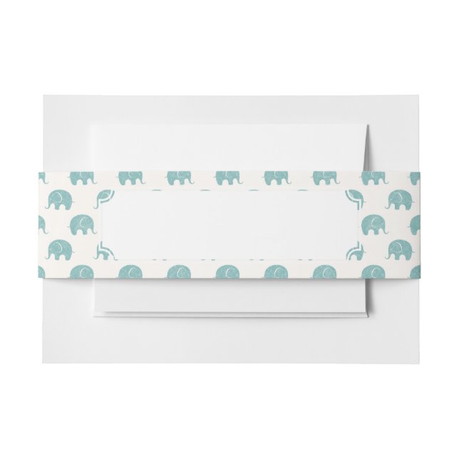 Cintas Para Invitaciones Modelo lindo verde azulado del elefante (Anverso Ejemplo)