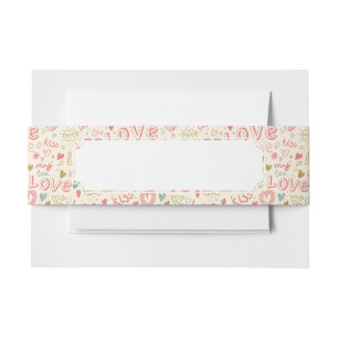 Cintas Para Invitaciones Modelo romántico con los corazones y los labios