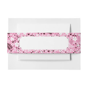 Cintas Para Invitaciones modelo rosado lindo de los pájaros y de las flore