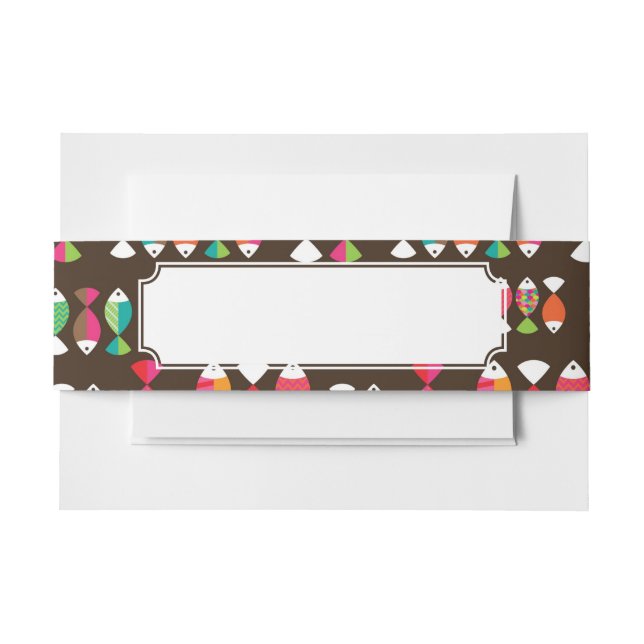 Cintas Para Invitaciones Modelo subacuático 2 de los pescados retros (Anverso Ejemplo)