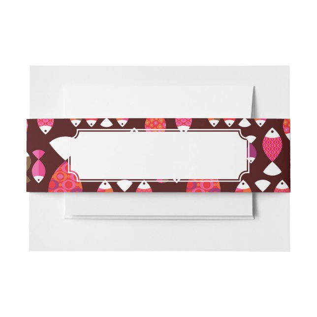 Cintas Para Invitaciones Modelo subacuático de los pescados retros (Anverso Ejemplo)