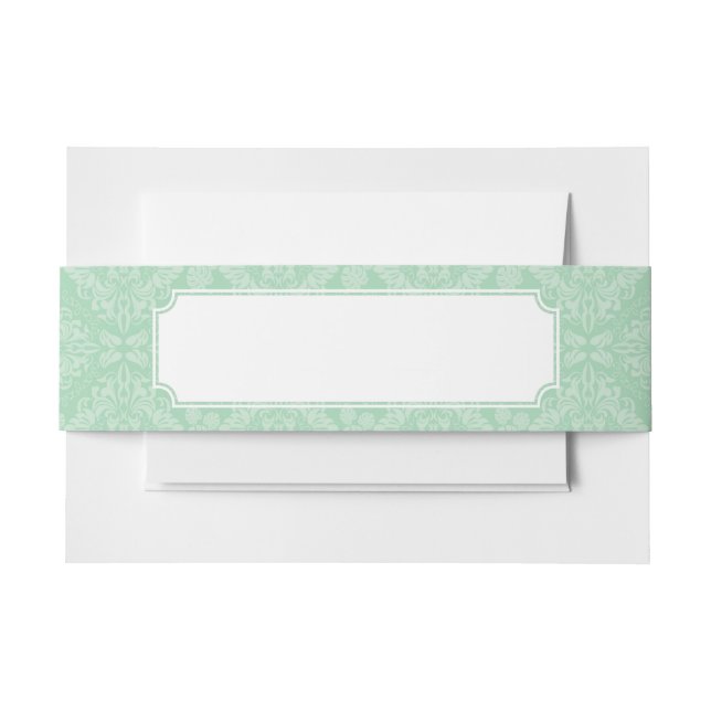 Cintas Para Invitaciones Modelo verde del damasco (Anverso Ejemplo)