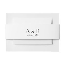 Cintas Para Invitaciones Modern Black & White Couples Monogram Wedding