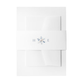 Cintas Para Invitaciones Modern Blue Snowflake Monogram Wedding