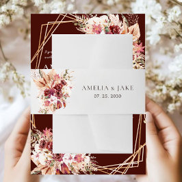 Cintas Para Invitaciones Modern Boho Terracotta & Burgundy Floral Wedding
