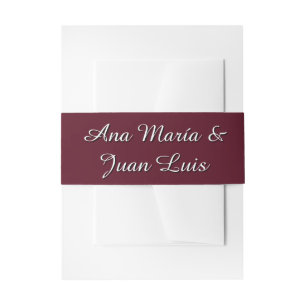 Cintas Para Invitaciones Modern Burgundy Calligraphy Personalized Names