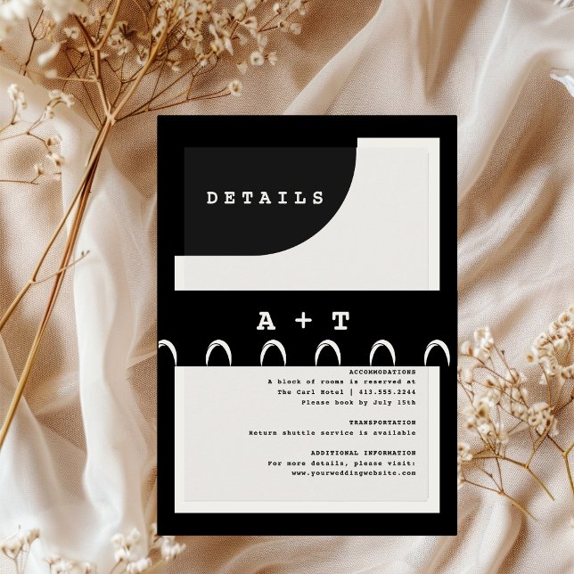 Cintas Para Invitaciones Modern Chic Black Ivory  (Modern Chic Black Ivory Invitation Belly Band)