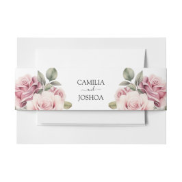 Cintas Para Invitaciones Modern Chic Elegant Romantic Pink Rose Wedding