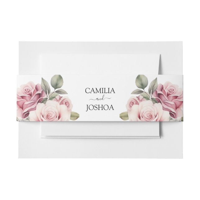 Cintas Para Invitaciones Modern Chic Elegant Romantic Pink Rose Wedding (Anverso Ejemplo)