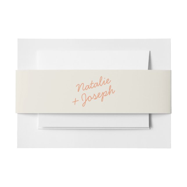 Cintas Para Invitaciones Modern Coral Cream Whimsical Summer Wedding  (Anverso Ejemplo)
