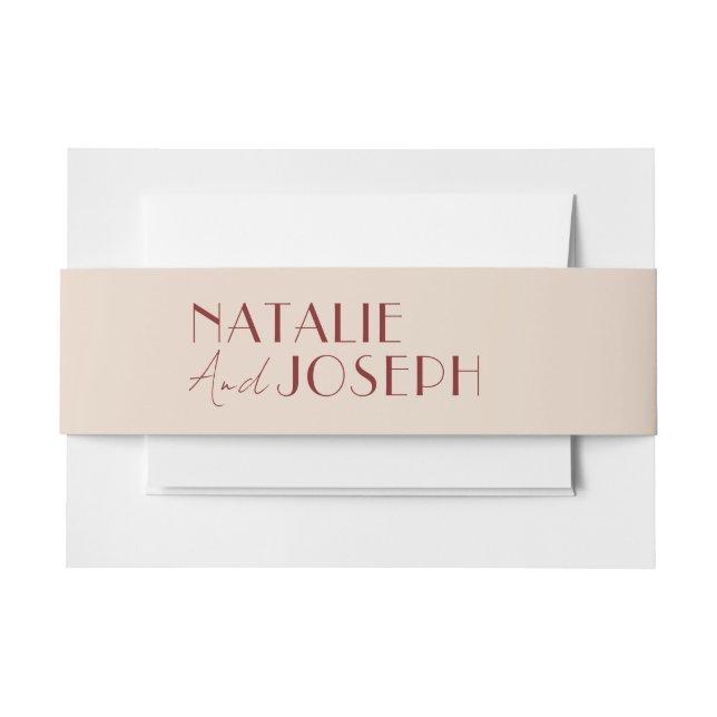 Cintas Para Invitaciones Modern Deep Red Unique Fancy Wedding (Anverso Ejemplo)