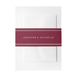 Cintas Para Invitaciones Modern Elegant Burgundy Wedding