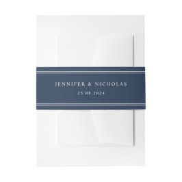 Cintas Para Invitaciones Modern Elegant Navy Blue Wedding