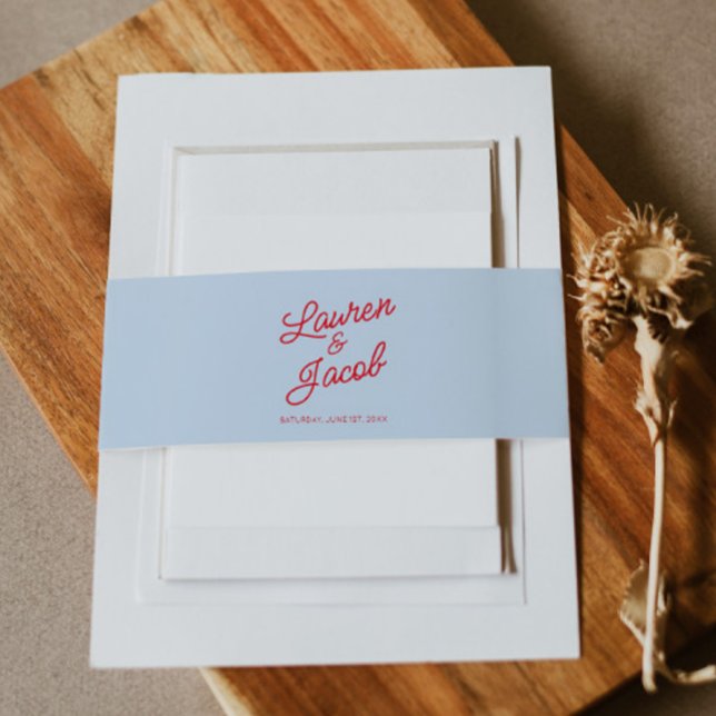 Cintas Para Invitaciones Modern Minimal Minimalist Blue Red Wedding (Subido por el creador)
