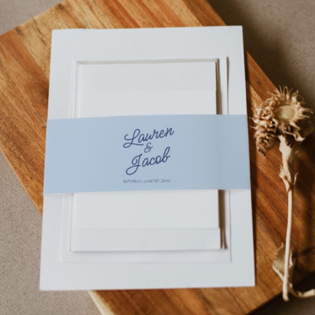 Cintas Para Invitaciones Modern Minimal Minimalist Blue Wedding (Subido por el creador)