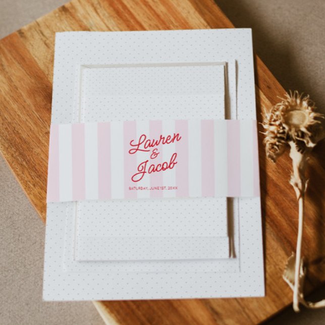 Cintas Para Invitaciones Modern Minimal Minimalist Red Pink Stripes Wedding (Subido por el creador)