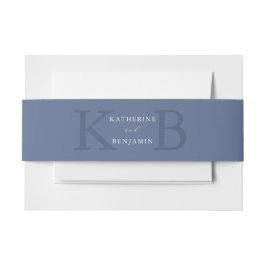 Cintas Para Invitaciones Modern Minimalist Blue Monogram Wedding