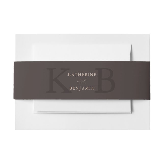 Cintas Para Invitaciones Modern Minimalist Brown Monogram Wedding (Anverso Ejemplo)