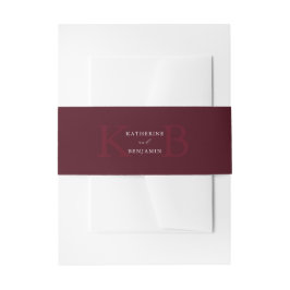 Cintas Para Invitaciones Modern Minimalist Burgundy Monogram Wedding