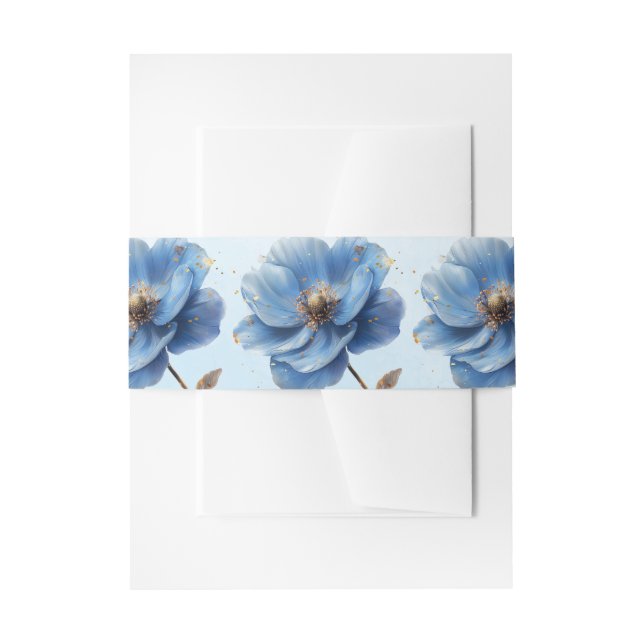 Cintas Para Invitaciones Modern Minimalist Gold and Blue Poppy  (Anverso Ejemplo)