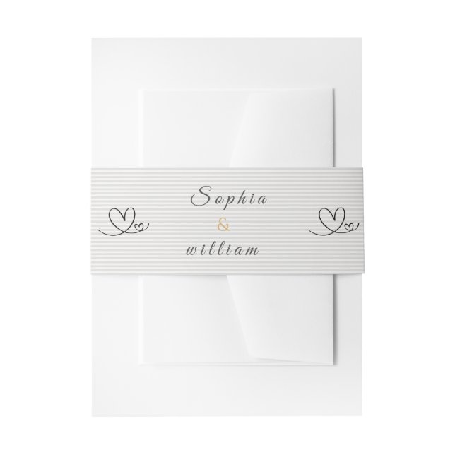 Cintas Para Invitaciones Modern Minimalist Gray Striped Wedding (Anverso Ejemplo)