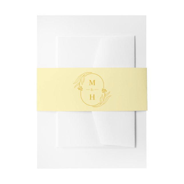 Cintas Para Invitaciones Modern Monogram Butter Yellow Wedding (Anverso Ejemplo)