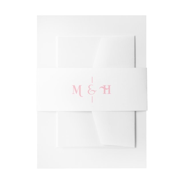 Cintas Para Invitaciones Modern Monogram Retro Pink Wedding (Anverso Ejemplo)