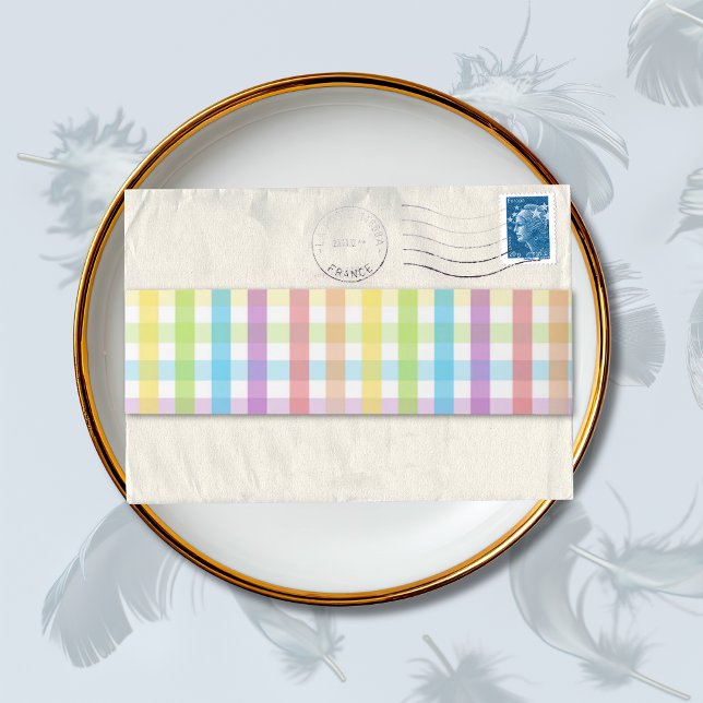 Cintas Para Invitaciones Modern Pastel Plaid Rainbow Baby Shower Party (Subido por el creador)
