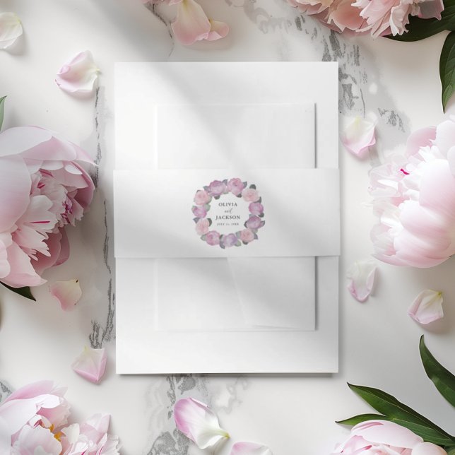 Cintas Para Invitaciones Modern Pink Floral Wreath Wedding (Subido por el creador)