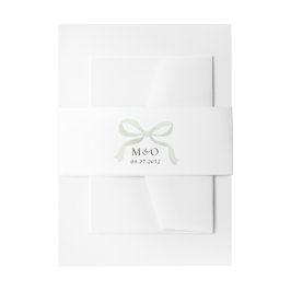 Cintas Para Invitaciones Modern Sage Green Bow Watercolor Monogram Wedding