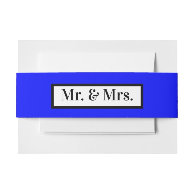 Cintas Para Invitaciones Modern Simple Retro Blue Mr. + Mrs. (Anverso Ejemplo)