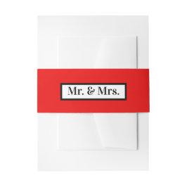 Cintas Para Invitaciones Modern Simple Retro Rojo Sr. + Sra.