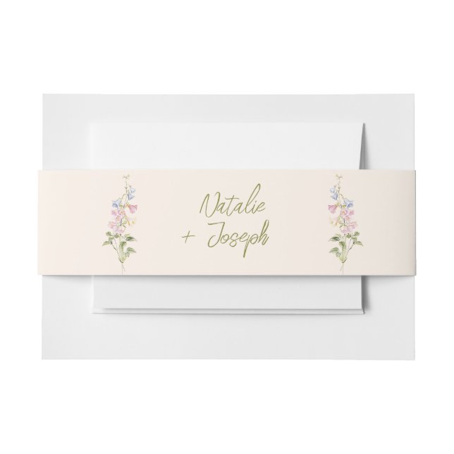 Cintas Para Invitaciones Modern Whimsical Floral Wildflower Summer Wedding (Anverso Ejemplo)