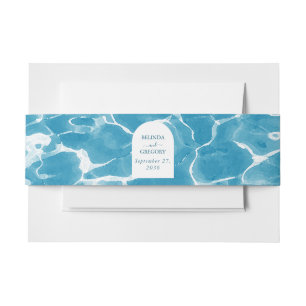 Cintas Para Invitaciones Moderna acuarela Blue Ocean Beach Wedding