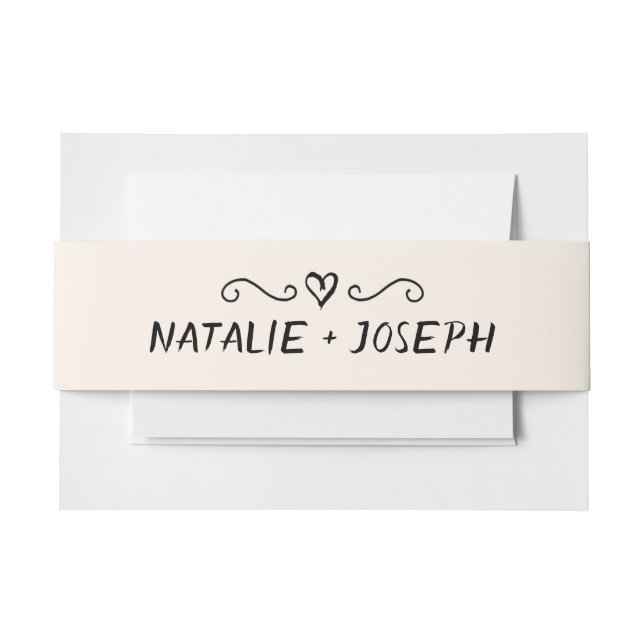 Cintas Para Invitaciones Moderna mano escrita traza retro Boda quirky (Anverso Ejemplo)