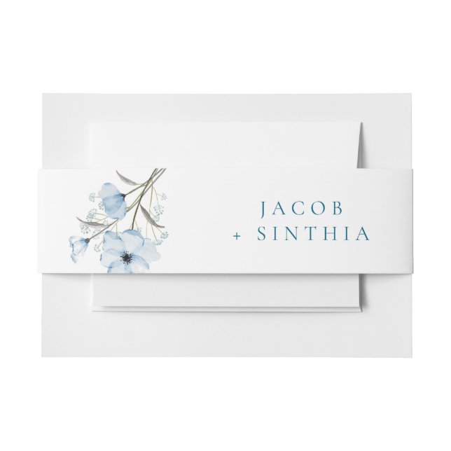 Cintas Para Invitaciones Moderna Moda elegante Boda azul turbio (Anverso Ejemplo)