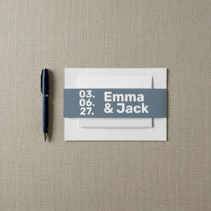 Cintas Para Invitaciones Moderna tipografía Minimalista negrita blanca azul