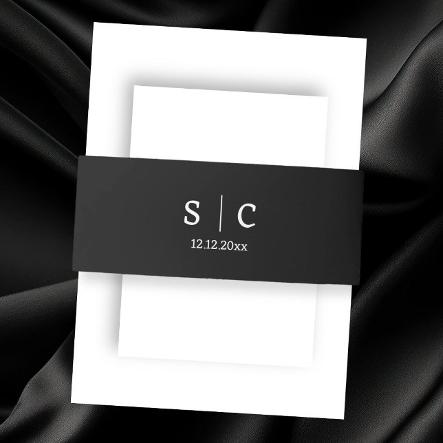 Cintas Para Invitaciones Moderna y elegante boda monogramada (Modern Elegant Wedding Monogrammed Invitation Belly Bands by Ricaso. Add your wedding date)