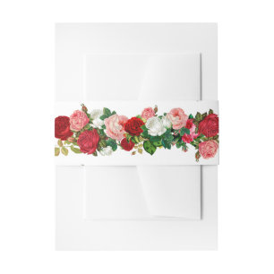 Cintas Para Invitaciones Moderna y elegante flor botánica verde rojo borgoñ