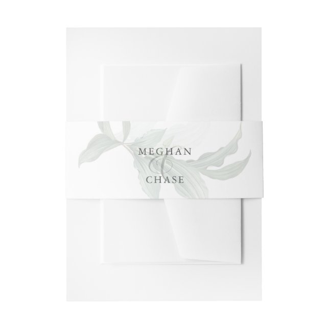 Cintas Para Invitaciones Modernas y elegantes hojas tropicales (Anverso Ejemplo)