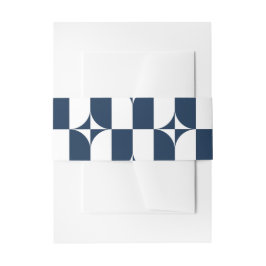 Cintas Para Invitaciones Modernidad azul y blanco de mediados de siglo
