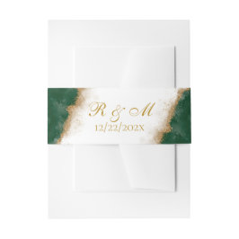 Cintas Para Invitaciones Moderno Boda de lujo Agate Gold y Green