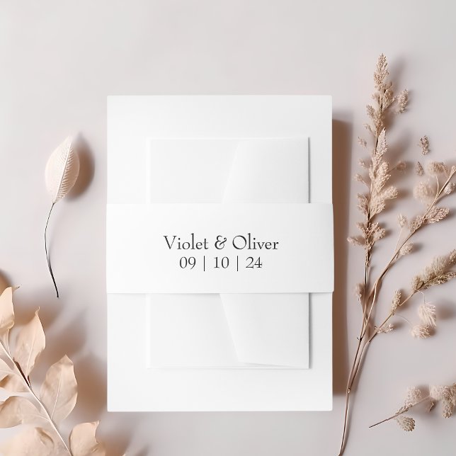 Cintas Para Invitaciones Moderno Boda de Monograma Blanco y Negro Minimalis (Subido por el creador)