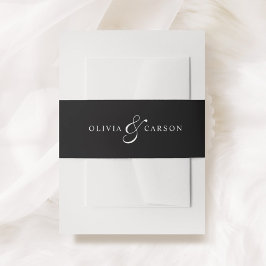 Cintas Para Invitaciones Moderno Boda de Monograma Personalizado blanco neg