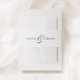 Cintas Para Invitaciones Moderno Boda de Monograma Personalizado blanco neg